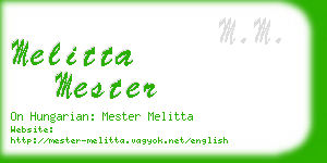melitta mester business card